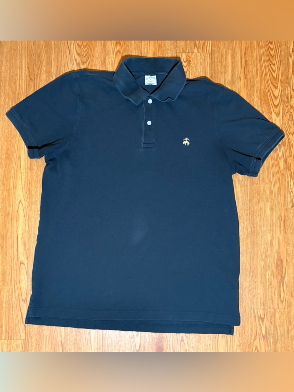 90’s Brooks Brothers black polo with golden embroidered logo slim fit